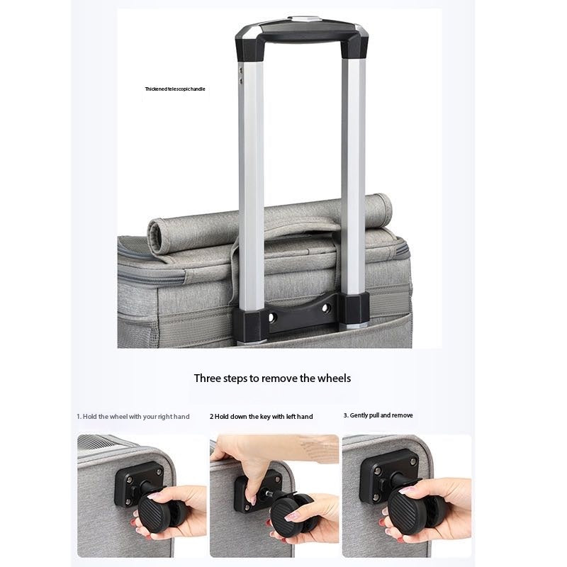 Double-Layer Pet Trolley Cat Carrier Large Capacity Two-Pack Suitable For Outings Grooming Breathable Foldable Pet Carrier